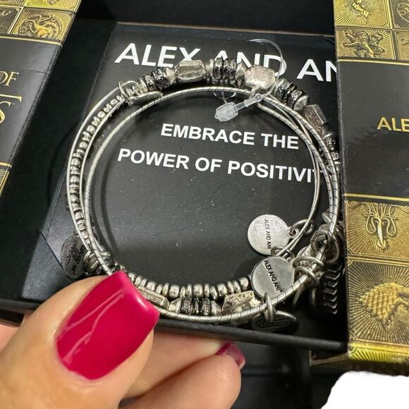 Alex and Ani Game of Thrones, Arya Stark Charm Bangle Rafaelian Silver NWT - Picture 1 of 5